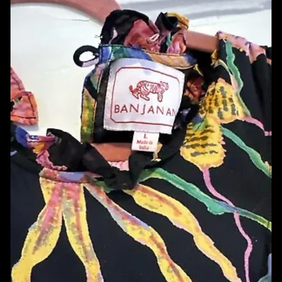 Banjanan Hannah Dress Large Eden Garden Black Print Viscose Maxi $400 Retail - Picture 8 of 9